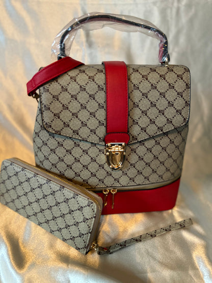 Red Accent 3 in 1 Purse