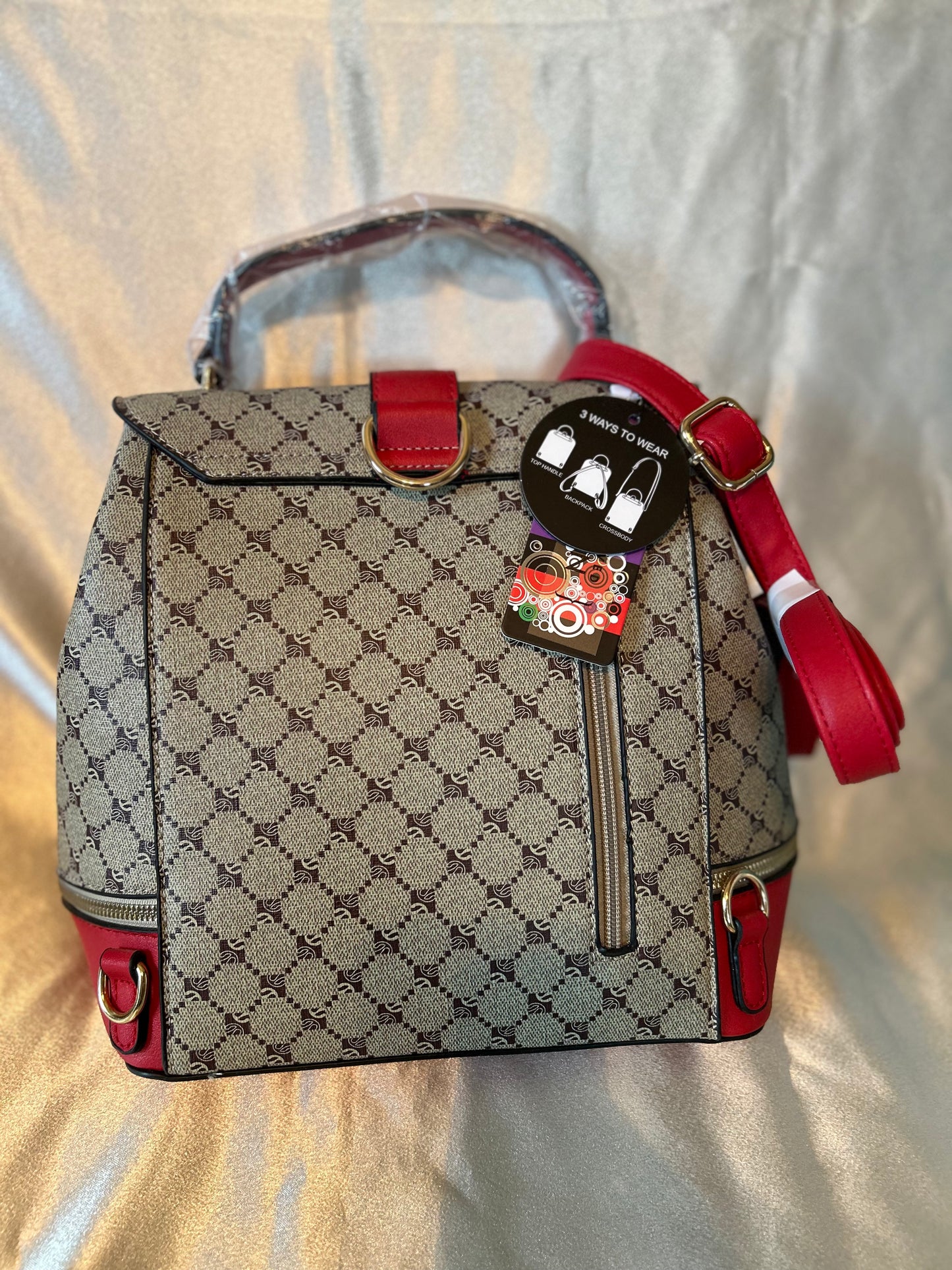 Red Accent 3 in 1 Purse